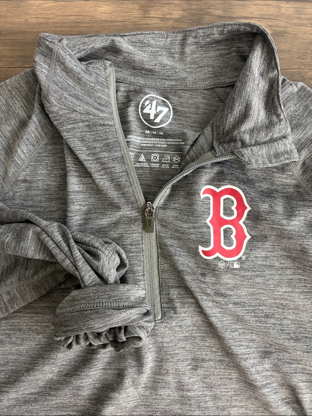 47 Boston Red Sox Men’s Gray Heathered Quarter-Zip Pullover